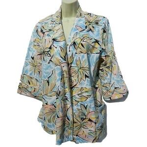 Vintage Act III Jacket Womens Sz15/16 Open Front 3/4 Sleeves Pockets Made in USA